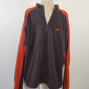 The North Face Men's SZ XL Orange Striped 1/4 Zip Fleece Pullover Jacket Active